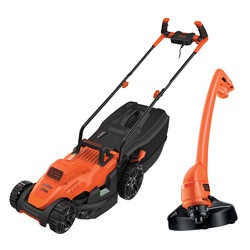 BLACK+DECKER - 34cm 1400W Mower with Ergonomic Handle Design  23cm  250W Strimmer Grass Trimmer - BEMW461BGL2