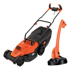 BLACK+DECKER - 38cm 1600W Mower with Ergonomic Handle Design  23cm  250W Strimmer Grass Trimmer - BEMW471BGL2