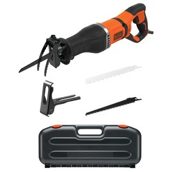BLACK+DECKER - 750W Corded Reciprocating Saw with Branch Holder and 2x Blades in Kit Box - BES301K
