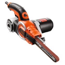 BLACK+DECKER - Lime lectrique filaire  400 W  455 x 13 mm  6 bandes abrasives  3 bras  droit 13 mm  droit 6 mm  coud 13 mm  Livre en coffret  Interrupteur antipoussire - KA902EK