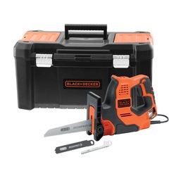 BLACK+DECKER - Scie  main filaire  500 W  Capacits de coupe  3 mm mtal 100 mm bois 50 mm tuyau plastique et branches  3 lames  Livre en boite  outil - RS890KA