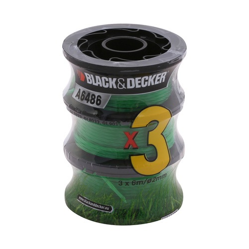 BLACK+DECKER - Replacement Spool  Line 6M 2mm Pack of 3 - A6486