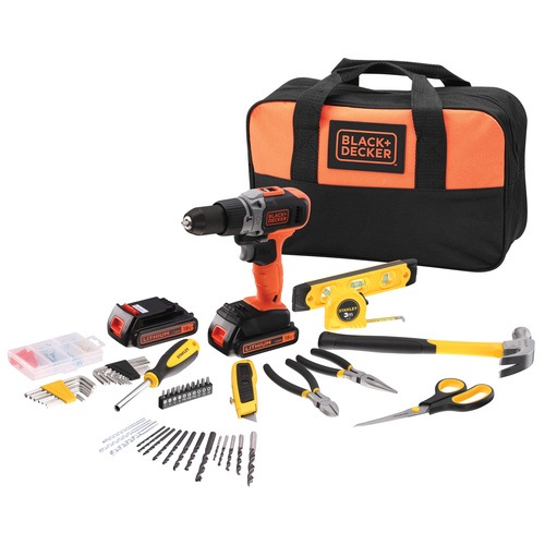 BLACK+DECKER - 18V 2 Speed Hammer Drill with 2x 15Ah Liion Batteries 400mA Charger 150 Accessories and Soft Bag - BD003ST150