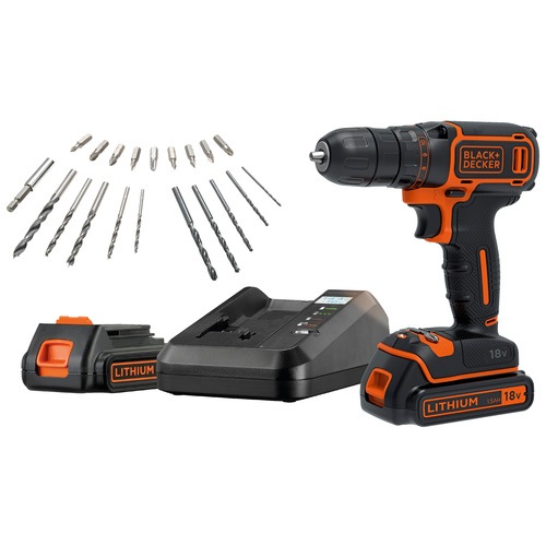 BLACK+DECKER - 18V Drill Driver with 15Ah battery and 1A Fast Charger - BDCDC18K1BA