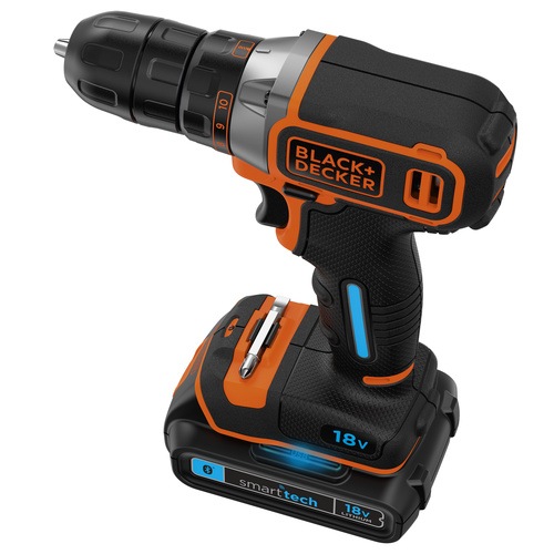 BLACK+DECKER - 18V Lithiumion smart tech Drill Driver with 400mA charger and Kit Box - BDCDC18KST