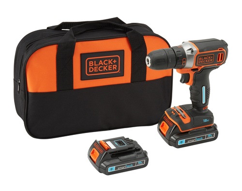 BLACK+DECKER - 18V Lithiumion smart tech Drill Driver with 20Ah Battery 1A Charger in Soft bag - BDCDC18ST1S