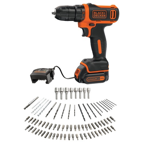 BLACK+DECKER - 108V Ultra Compact Lithiumion Drill Driver with 80 Accessories in Tin - BDCDD12A80T