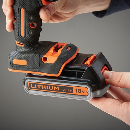 BLACK+DECKER - Perceuse  percussion sans fil 18V  2 batteries  1 Chargeur et coffret de Rangement - BDCHD18K1B2