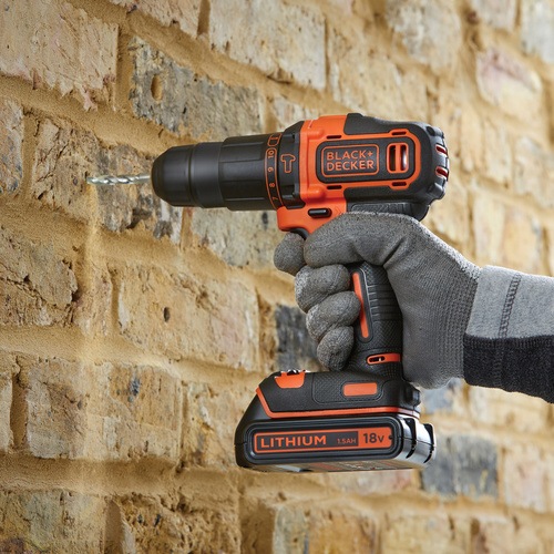 BLACK+DECKER - 18V Lithiumion 2 Gear Hammer Drill  2x 15Ah Batteries  104 Accessories  19 Toolbox - BDCHD18S2KA