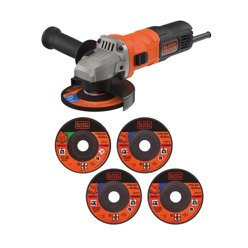 BLACK+DECKER - 710W 115mm Grinder with 5 Cutting Discs Cutting Guard and Grinding Guard - BEG010A5