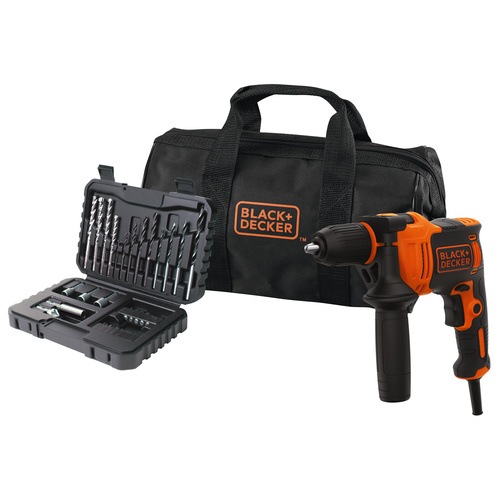 BLACK+DECKER - Perceuse  percussion filaire  710 W  32 accessoires  Livre en sac de rangement - BEH710SA32