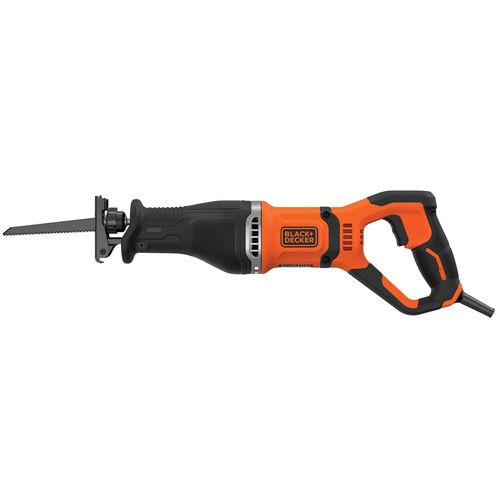 BLACK+DECKER - 750W Corded Reciprocating Saw with Branch Holder and 2x Blades in Kit Box - BES301K