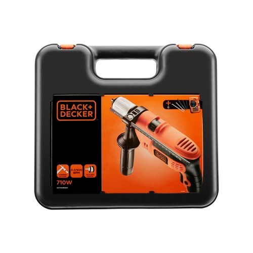 BLACK+DECKER - FR 710W Percussion Hammer Drill with 6 Accessories and Kitbox - CD714CRESKD