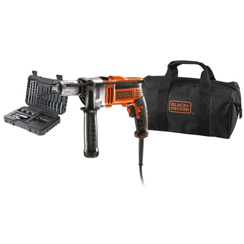 BLACK+DECKER - Perceuse  percussion 750W inclus 32 accessoires et un sac de transport - KR705S32