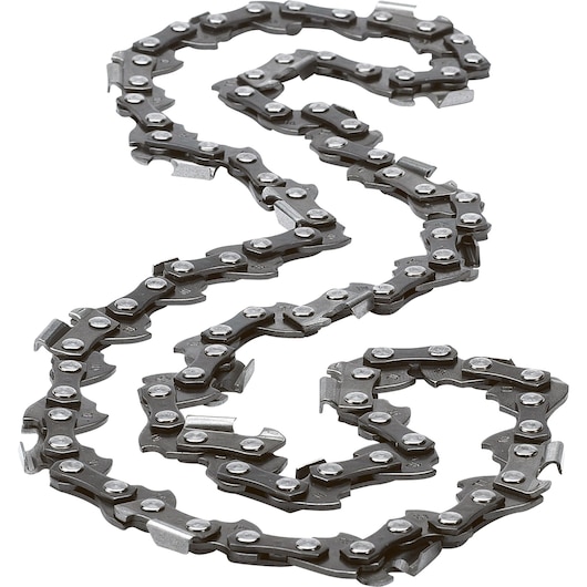 BLACK+DECKER A6240CS chainsaw chain, silver metal, angled top view on white background.