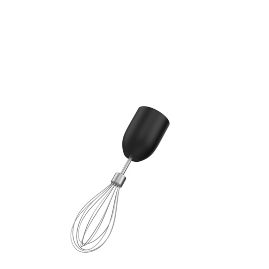 BLACKDECKER BCKM1012KR metal wire whisk attachment, angled view, black and silver color, white background.