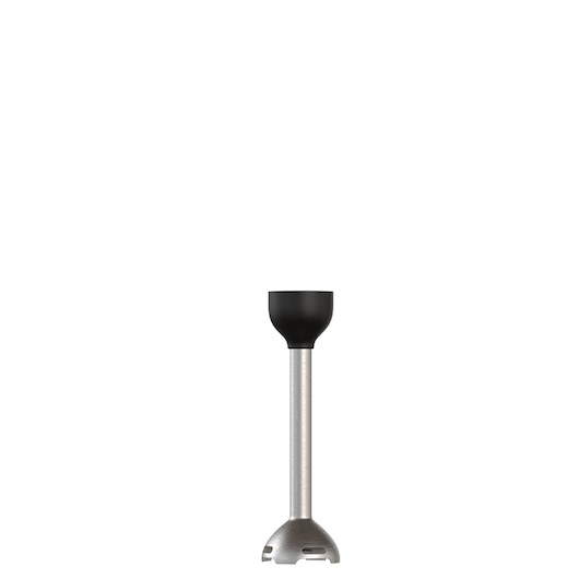 BLACKDECKER BCKM1016KSB immersion blender shaft accessory, stainless steel and black, front angle, white background.