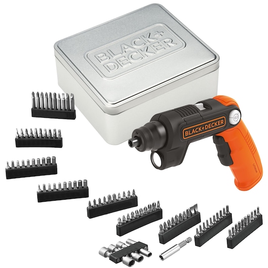 Tournevis 3 positions sans fil - 3,6 V - 180 tours/min - 5,5 Nm - Lampe LED - 2 embouts de vissage - Livré en boite de métal