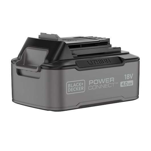 Front-side view of the BLACK+DECKER� 18V POWERCONNECT� 4.0Ah Lithium Ion State of Charge Battery.