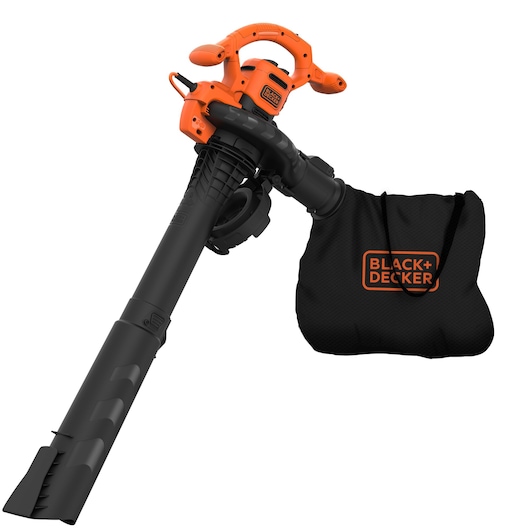 Aspirateur souffleur broyeur 2600W - Nettoyage espaces extérieurs, sac à dos 40L, 11,8m3/min, 315 km/h, ratio de broyage 1/12ème - 2 tubes, 1 sac bandoulière - BLACK+DECKER, BEBLV260-QS