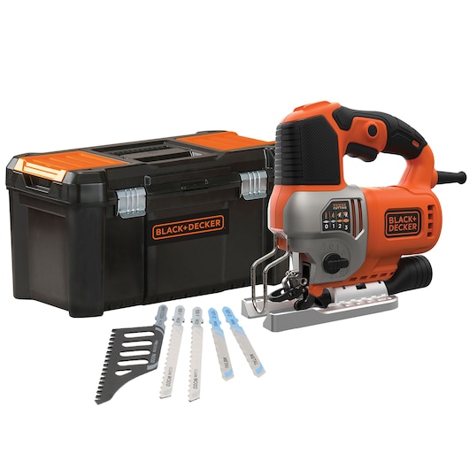 650W Pendulum Jigsaw with Toolbox , 5 Blades