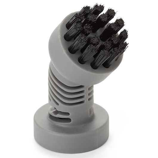 BLACKDECKER BHSM15FX08 steam cleaner brush accessory, gray with black bristles, close-up on white background.