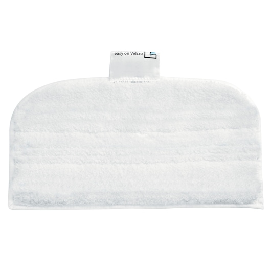 BLACKDECKER BHSM1615DSG white rectangular microfiber mop pad, top view, on white background.