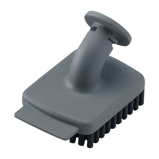 BLACKDECKER BHSM1615DSG gray rectangular cleaning brush accessory with bristles, top angle, white background.