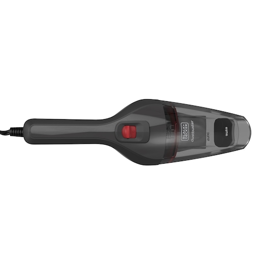 BLACK+DECKER NVB12AV handheld vacuum cleaner, black and grey, top angle, dustbuster branding visible.