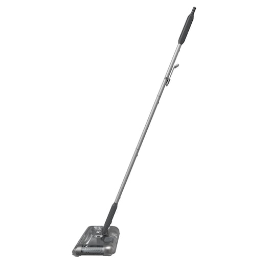 A cordless floor sweeper with a long handle, featuring a rectangular cleaning head and a sleek, modern design.